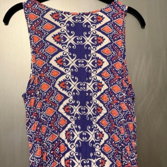 Vintage forever 21 Boho V-neck  Geographic Tribal print Maxi Dress - Picture 16 of 16